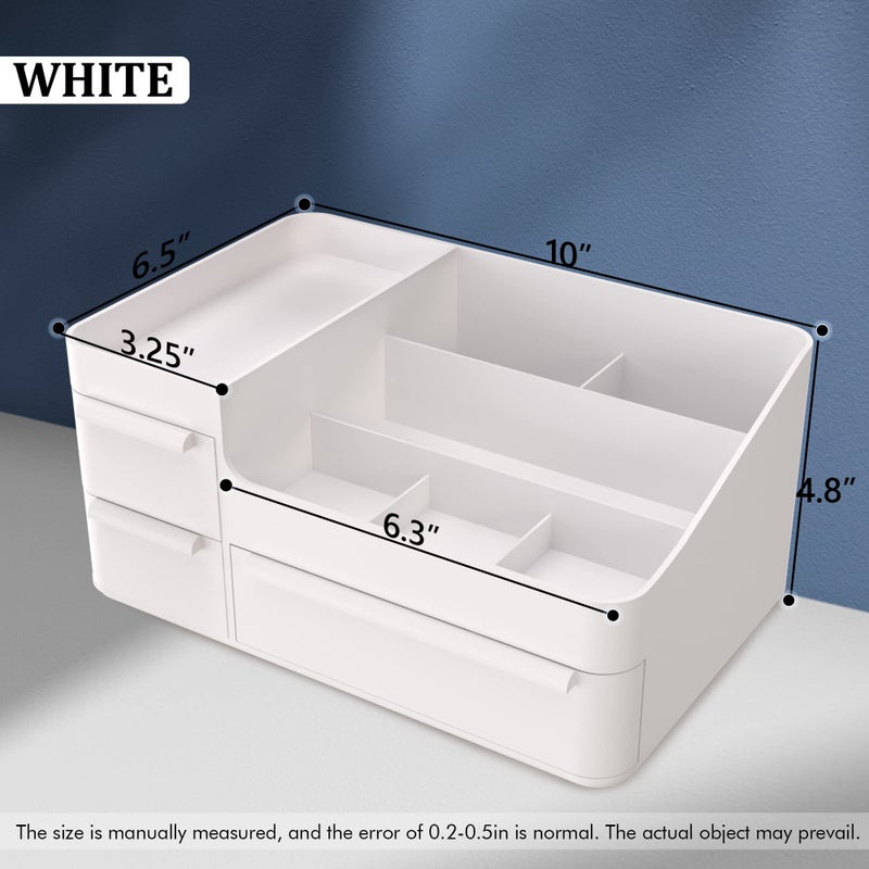 CHANCETSUI Makeup Organizer With Drawers, Makeup Desk Organizer, Bathroom Countertop Organizer for Cosmetics, Vanity Holder for Lipstick, Makeup Brush Holder/Organizer (White) - Image 4